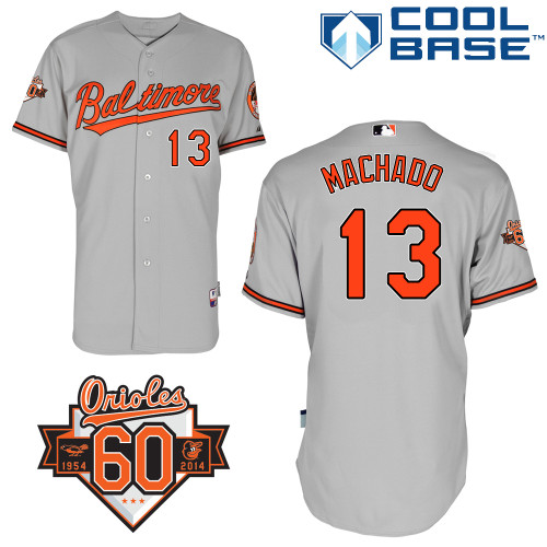 Manny Machado #13 Youth Baseball Jersey-Baltimore Orioles Authentic Road Gray Cool Base MLB Jersey